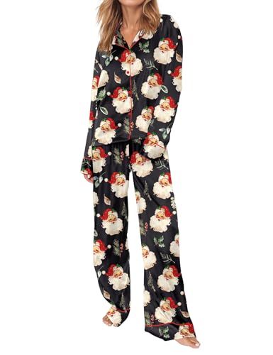 Image of SHESHOW Satin Pajamas for Women Set Long Sleeve Button Down Sleepwear 2 Piece Nightwear Women Pjs Sets Size XS-XXL