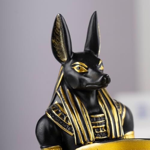 Estatua de Anubis con cuenco de resina 10 pulgadas miniatura 4