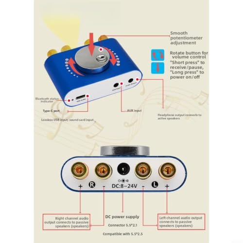 Placa de audio digital de 50W x 2 con sonido HIFI 2.0 y chip TPA3116D2 6