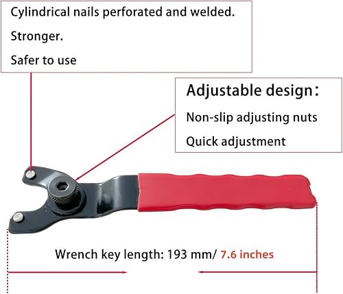 Image of Adjustable Grinder Wrench & 5 /8-11 Nut Kit | Replacement Flange Parts For Milwaukee Dewalt Grinders