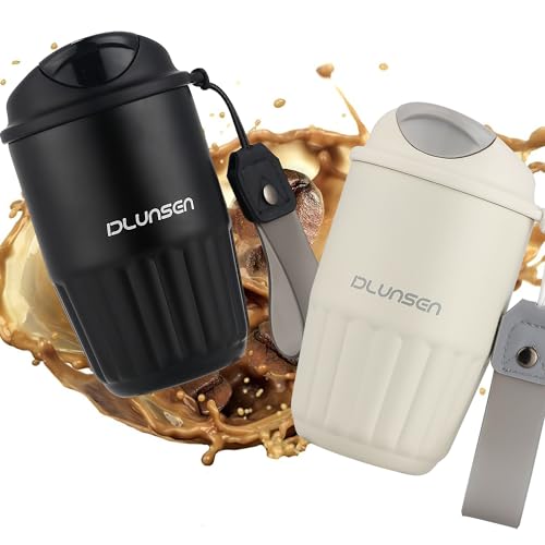 Reviews de Termo de Ceramica los más recomendados. 45 Dlunsen - Taza de viaje, 14 onzas con revestimiento de cerámica, aislamiento de doble pared al aspiradora, tapa a prueba de fugas, taza térmica para café, color negro