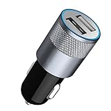 Double chargeur USB de voiture, les deux ports USB intelligents identifier rapidement et facilement vos appareils mobiles, pour fournir une efficacité de charge optimale automatiquement ; recharge rapide (2,1 A + 1,0 A, max)