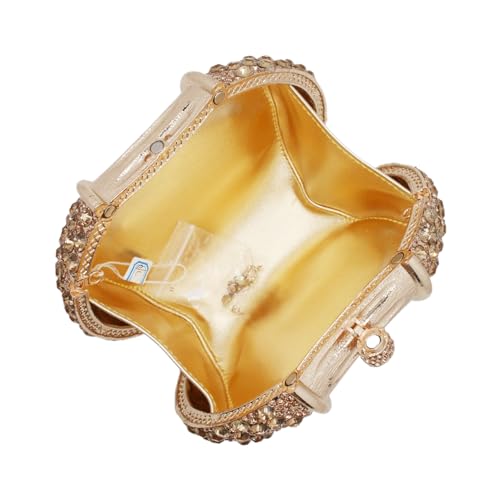 Image of UMREN Women Crystal Oval Shell Evening Purse Bags Luxury Rhinestone Clutch Unique Gems Handbag Bridal Wedding Shoulder Bag