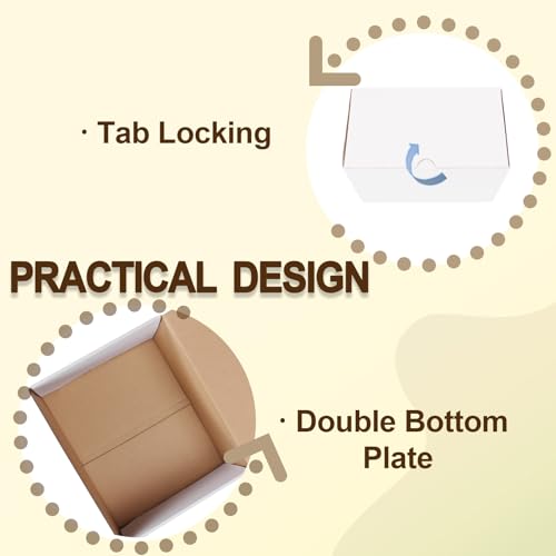 Image of WIFTREY 10x8x6 inches Shipping Boxes White set of 15, 10 x 8 x 6 Corrugated Cardboard Boxes for Packaging Small Business, Moving, Mailing