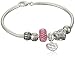 CHARMED BEADS Sterling Silver Pink Love and Family Bead Charm Bracelet, 8.5"