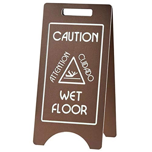 Extra Strong Wet Floor Sign – 11.75W x 17D x 23H – High-Density Polyethylene, Brown