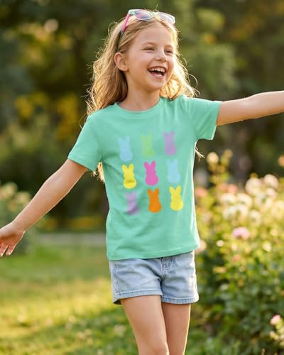 Image of Ritatte Kids Girls Easter Shirt Cute Bunny Rabbit Graphic T-Shirt Happy Easter Tees Funny Casual Short Sleeve Tops 7-12Y