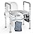 Roylvan Raised Toilet Seat with Handles -HSA 400LB Adjustable Width Height Elevated Toilet Seat Riser for Seniors with Cozy Padded Armrests Handles Paper Holder Bedside Commode for Elderly,White/Black