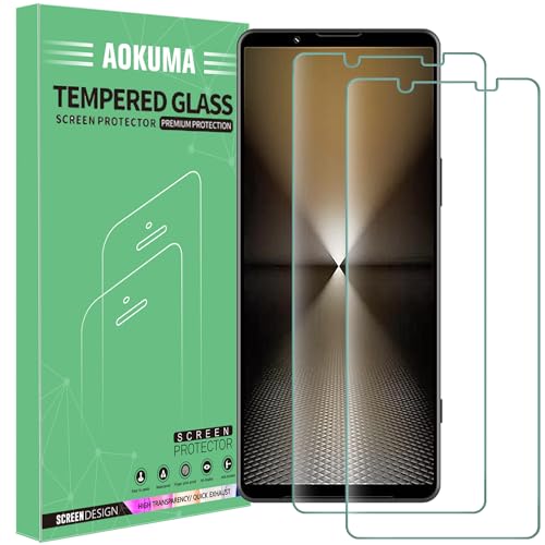 AOKUMA Schutzfolie für Sony Xperia 1 VI Panzerglas, 【2 Stücke】 Glas kompatibel mit Sony Xperia 1 VI Schutzfolie, Premium Glasfolie mit 9H Härte, Anti Kratzer, Splitterfest,Anti-Öl,Anti-Bläschen