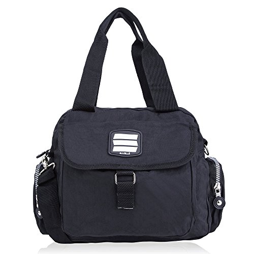 Crossbody Bags for Women Go-go Messenger Nylon Lightweight Travel Purse Multi Pocket Shoulder Bag Handbags Black