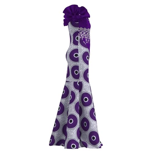 Image of iooiooi Womens Elegant Ankara Maxi Mermaid Dress Lace Decorated African Gowns