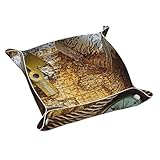 Plateau en cuir double taille : choisissez entre S (20 cm x 20 cm) ou M (25 cm x 25 cm) pour s'adapter parfaitement à votre espace – Idéal comme organisateur de bureau pour les petits objets tels que les clés, les bijoux et les téléphones.