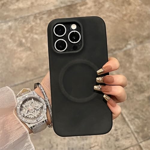 Étui iPhone 16 Pro magnétique cuir anti-choc noir de luxe mat