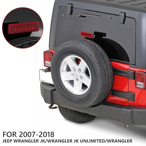 DKMGHT Spare Tire Holder Mounting Bracket Tire Carrier for Jeep Wrangler JK 07-18 with 3rd Third Brake Light Accessories 55397217AJ 68048581AA Aluminum Alloy Carrier Bracket(Red Lens) by DKMGHT - Image 7