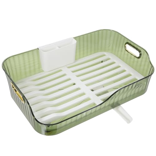 SAFIGLE 食器乾燥ラック 水切りトレイ付き シンク用滑り止めキッチンカウンター用食器収納ホルダー 耐錆プラスチック製シンプルデザイン
