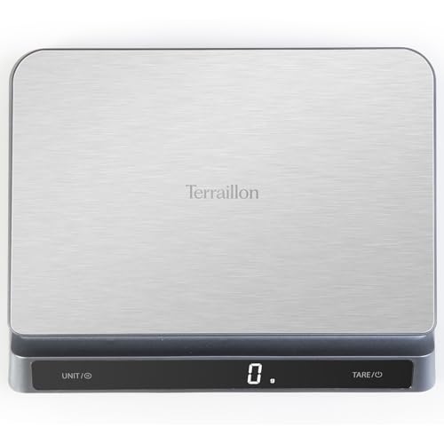 TERRAILLON - PRO USB15 - Balance de cuisine électronique professionnelle, Large plateau Inox 23 x 16 cm, capacité 15 kg, graduation 1 g, Rechargeable USB C,...