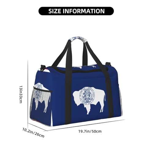 Wyoming State Flag print Weekender Overnight Carry On Bag Gym Luggage Bag Duffel Bag for Travel Women4