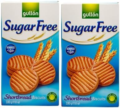 Gullon Sugar Free Shortbread Biscuits 330g x 2 Pack Bundle