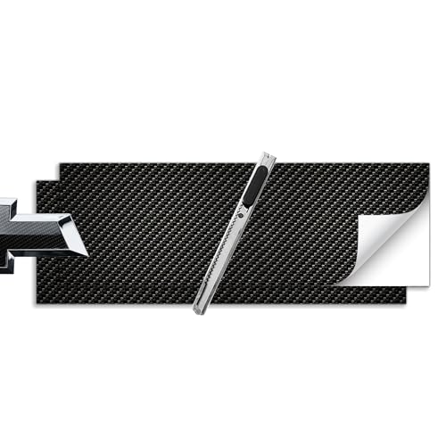 Image of 2pcs Compatible with Bowtie Logo Wrap Cut-Your-Own DIY Decals for Chevy 11.8 inch x 4 inch (6D Carbon Fiber)