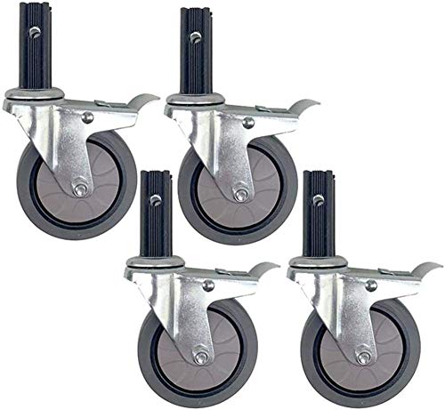 Roues de remplacement ensem avec roulettes pivotantes caoutchouc gris pour tube carré
