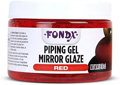 FONDX Mirror Glaze Piping Gel 1 lb - Strawberry Flavor, Red