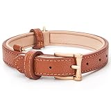 blu&ben Genuine Leather Dog Collars Classic Soft Padded Leather Collar Stylish Breathable Dog Collar