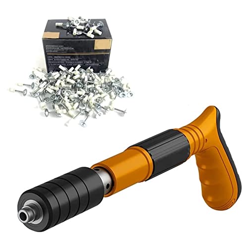Pistola de clavos Manual de acero, 3 engranajes, pistolas de clavos de pared ajustables, herramienta de clavado de instalación de ranura de alambre de techo con 200 Uds de clavos redondos Cover