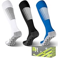 Supertrip 3 Pairs Grip Socks Football for Youth Kids,Anti Slip Knee High Sport Socks - Football Basketball