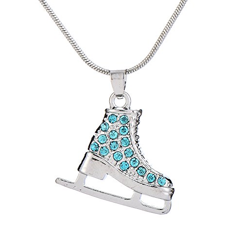 TEAMER 3D Turquoise Crystal Ice Skate Necklace Figure Skating Pendant Skater Necklace Jewelry for Women (Blue Rhinestone) by TEAMER - Used condition - US$6.97