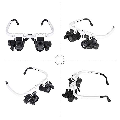 Lechnical Lupas de olhos binoculares Lupas de joias Estilo de Lupa Lupa com 2 luzes LED para joalhei