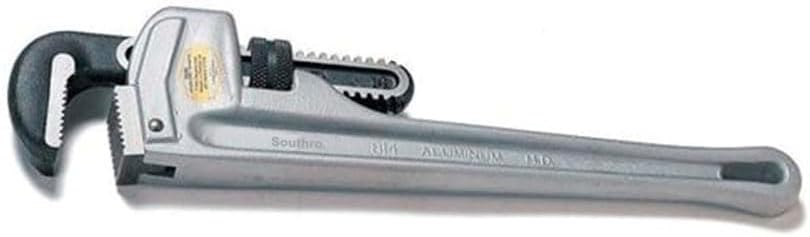 SOUTHRO Pipe Wrench, Straight, 2 Inch Capacity, 12 Inch OAL, Aluminum, Mfr: R47057-A