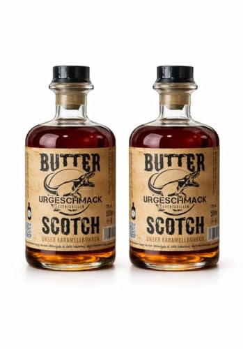 Urgeschmack Eventgrillen Butter Scotch Likör 17% Vol. (unser Karamellbonbon pur oder auf Eis in Kaffee über Vanilleeis oder Apfelstrudel oder mit Cola) (2 x 0 5 L)