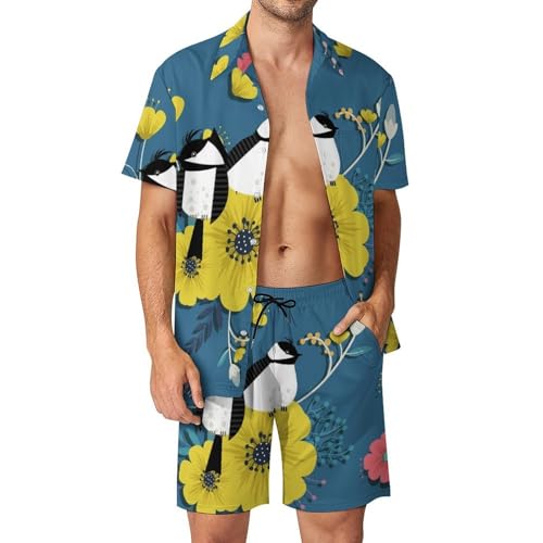 Chemise Hawaïenne Homme Ensemble de Plage Léger Contre la Chaleur d'Été