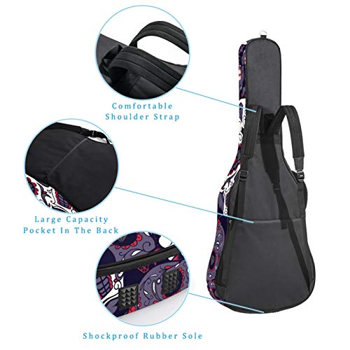 TIZORAX Housse pour guitare acoustique Day of the Dead Sugar Skull avec imprimé floral personnalisé Housse de transport… - Les Beatles, Paul McCartney, John Lennon, RIngo Starr, George Harrison TIZORAX Housse pour guitare acoustique Day of the Dead Sugar Skull avec imprimé floral personnalisé Housse de transport… – Image 4