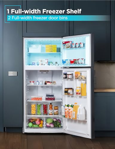 Image of BLACK+DECKER 18.1 Cu. Ft. Top Mount Refrigerator with Ice Maker, 2-Door Refrigerator with Top Freezer, Freezer with Icemaker and Adjustable Temperature Control, ENERGY STAR, BR1810HIMB, Black