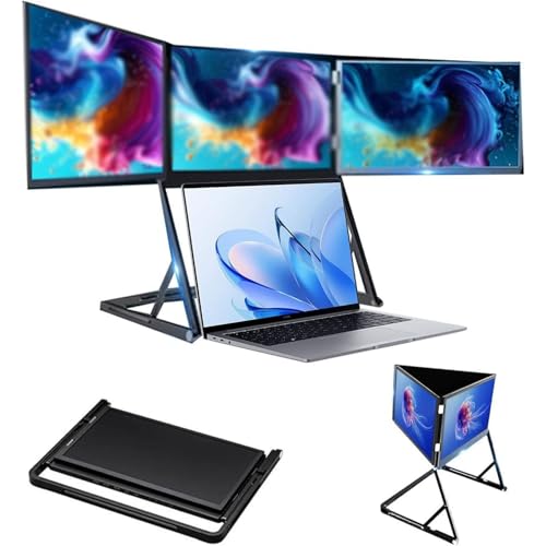 Image of 15.6'' FHD 60Hz Triple Screen Extender for Laptop, pc Extended Screen pro, Portable IPS Monitor, Wide Compatibility with Mac /Windows /Android, Pl-UG & Play External Laptop Display