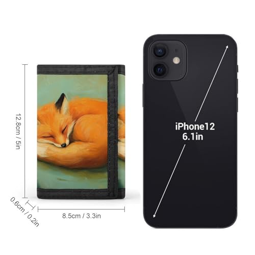 Curled Up Fox Trifold Wallets for Men Women Ultra Thin Card Holder Purse with Zip Coin Pocket2