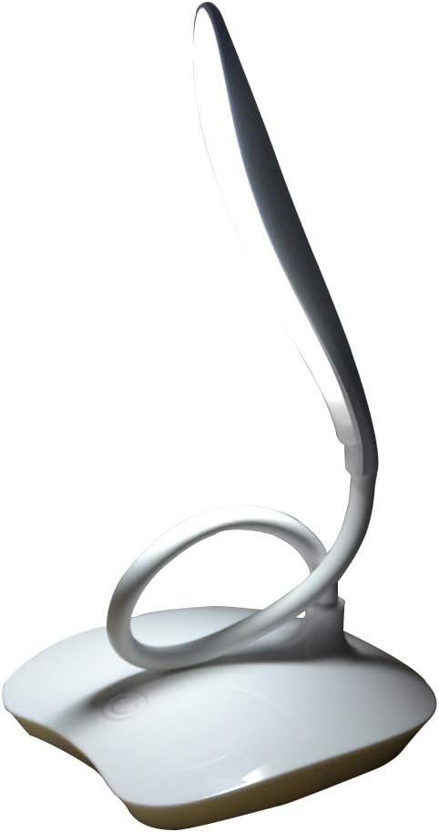 Azacus Plastic Desk Lamp, White, Pack of 1 Desk lamp , 1 USB recharge cord