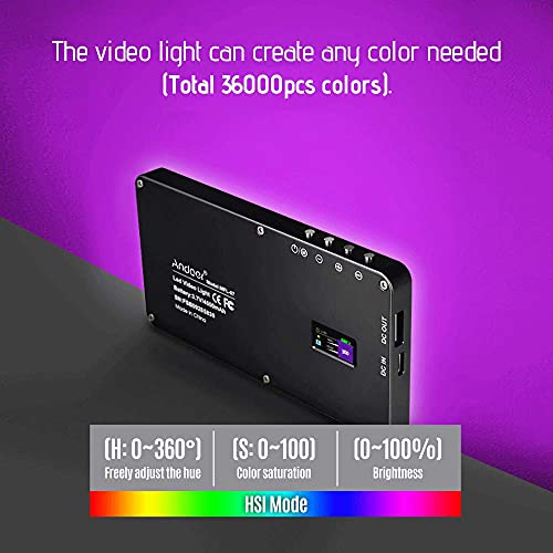 Andoer RGB LED Videoleuchte, LED Videolicht Dimmbare 3000K-6500K Kamera Licht mit 4500 mAh Power Bank-Funktion für Live… – Bild 4