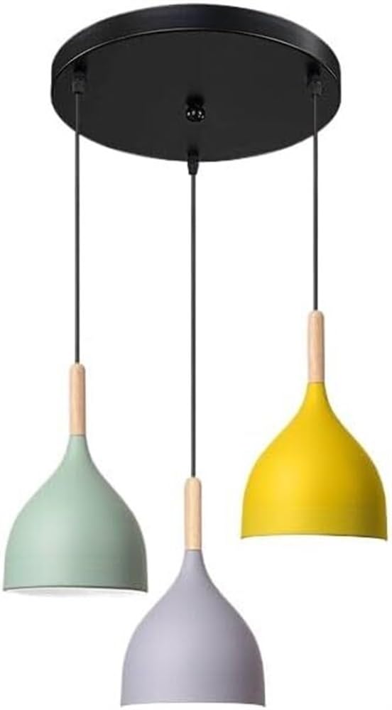 Plafonnier lustre blanc 3 têtes avec base E27 et câbles de suspension ajustables