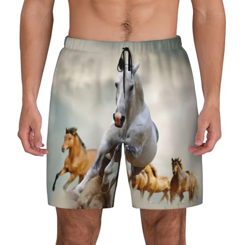 Short de bain pour homme imprimé chevaux sauvages double couche