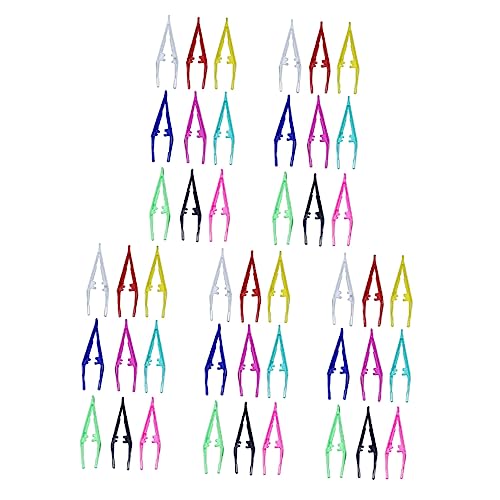 LEDMOMO 使い捨てピンセット 50個入り プラスチック製クラフトピンセット まつげクリップ 便利なメイクアップツール 色指定不可