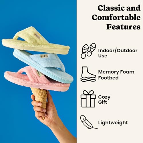 Image of Dearfoams Women's Melanie Colorblocked Microfiber Terry Thong Slipper