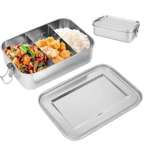 Palmcee Stainless Steel Lunch Box - 1400ML With 2 Compartments for Sandwich and Salad, BPA Free, Leak-Proof Bento Container for Kids, Adults, Students