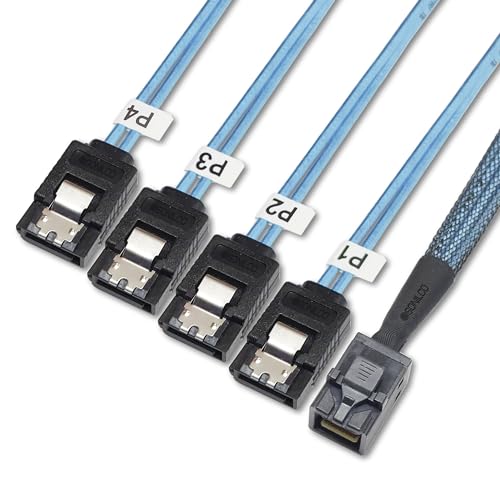 Cable SFF-8643 a 4 SATA Sonilco para ampliar almacenamiento en NAS dom&eacute;stico de 0.5m
