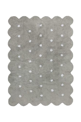 Lorena Canals Alfombra Infantil Lavable, Modelo Galleta, 120 x 160 cm, Color Gris