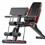 【COJÍN DE GROSOR DURADERO】Banco de pesas musculacion completo baratos ajustables, press banca completo cómodo cojín y asiento de espuma de alta densidad, fijan firmemente el cuerpo y reducen la fatiga muscular durante el entrenamiento completo. La tela de cuero resistente al sudor y a las manchas es fácil de limpiar.