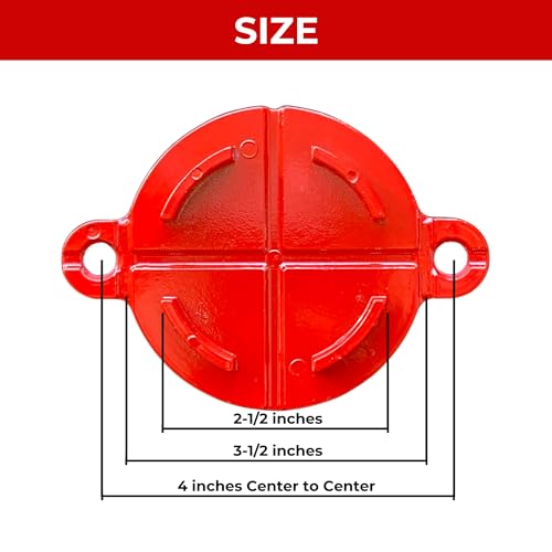 Image of FDC Breakable Aluminum Caps 2-1 /2 inch - Metal Fire Department Connection Cap Set - Red Safety Covers for FDC Inlets on Building Exterior - 1 Set (2 Caps)