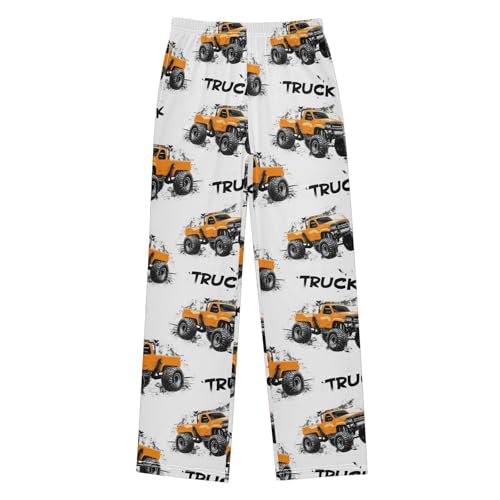 Pajama Pants Orange Truck Pattern Long Sleep Pants Lounge Bottoms
