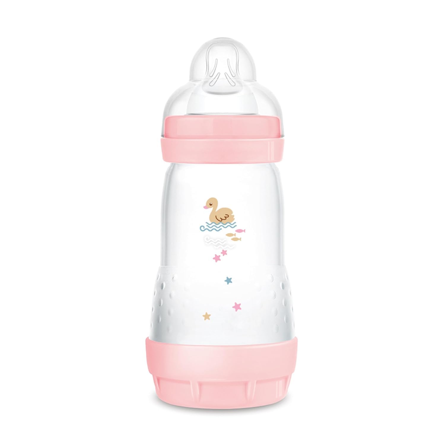 MAM Easy Start - Biberón anticólicos (260 ml), botella de leche especialmente aceptada, con válvula inferior contra cólicos y tetinas, tamaño 1, 0+ meses, cisne